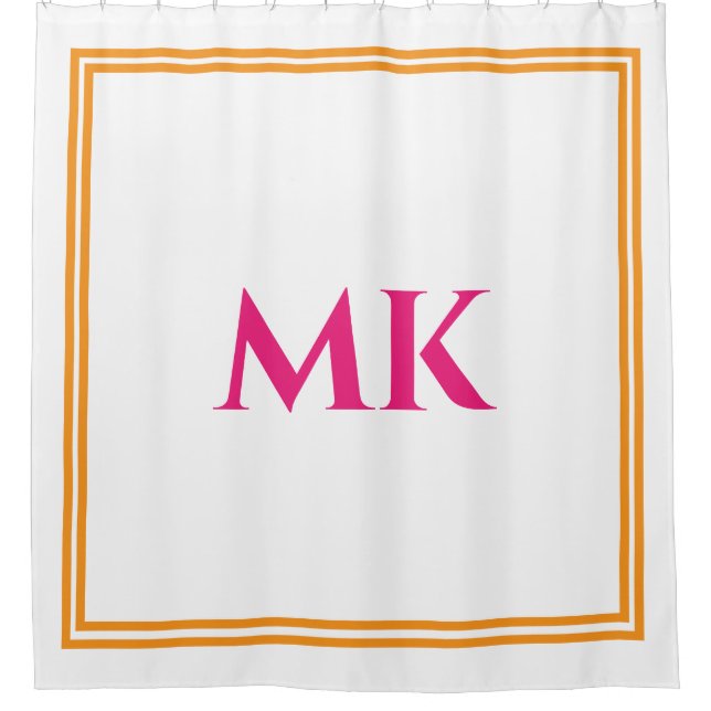 Orange Hot Pink White Monograms Name Stylish Decor (Front)