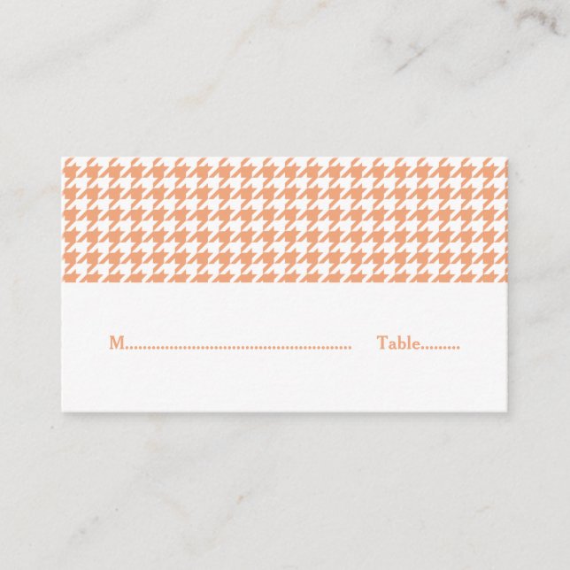 Orange Houndstooth Wedding Place Card (Front)