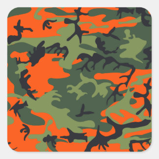 Orange Hunter Camo Square Sticker