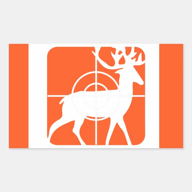 Orange Hunting Buck in Crosshairs Sticker (Front)
