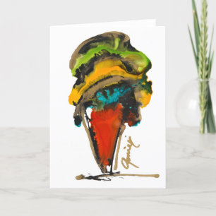 Orange Ice Cream Cone Lovitude Blank Note Card