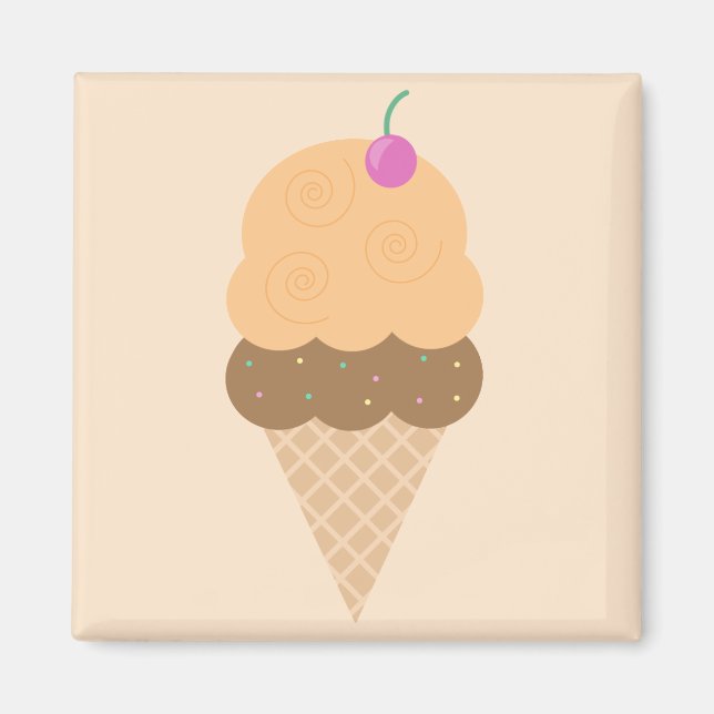 Orange Ice Cream Cone Magnet (Front)