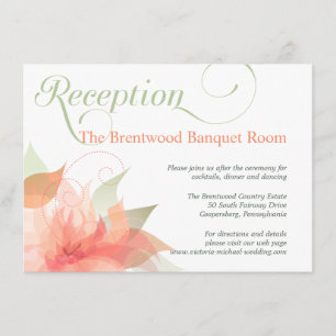 Orange Ice Floral Garden Wedding Reception Card