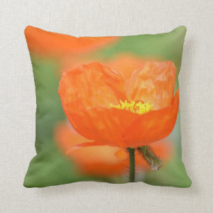 Orange Iceland Poppy Flower Throw Pillow