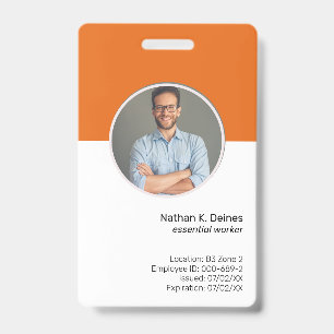 Orange ID   Employee Photo ID Company Security Badge
