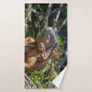 Orange Iguana, Belize Photography Bath Towel Set