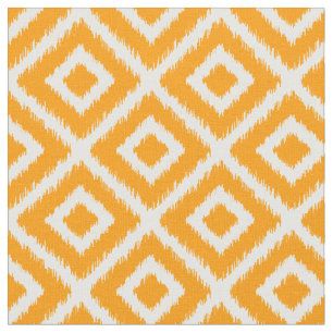 Orange Ikat Diamonds Fabric