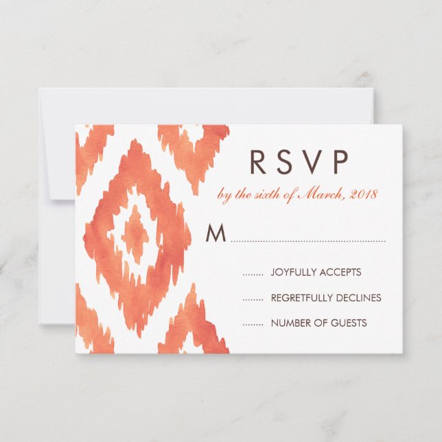 Orange Ikat RSVP Card (Front)