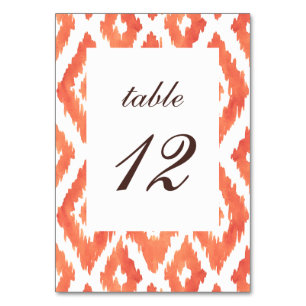 Orange Ikat Table Number