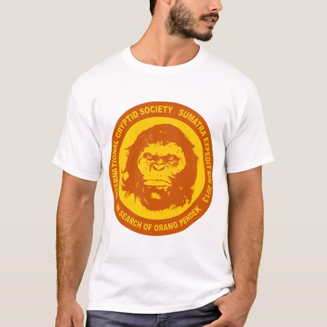 Orange IN SEARCH OF ORANG PENDEK - Sumatra Bigfoot T-Shirt (Front)