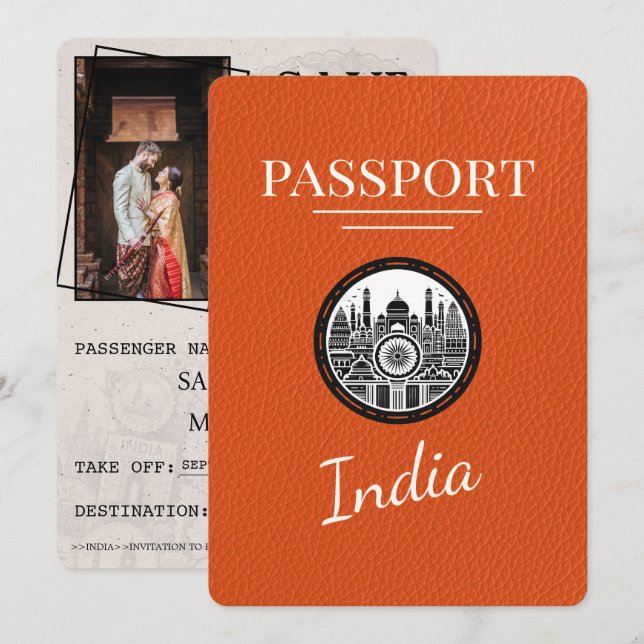 Orange India Passport Save The Date (Front/Back)