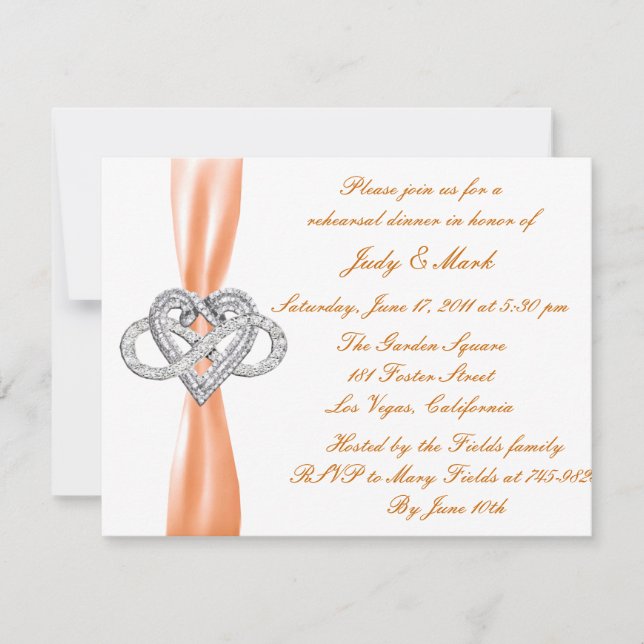 Orange Infinity Coeur Reprêtre Dîner Invitation (Devant)
