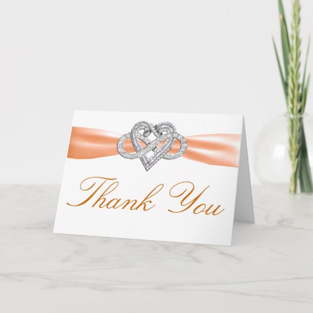 Orange Infinity Heart Carte de remerciements (Devant)