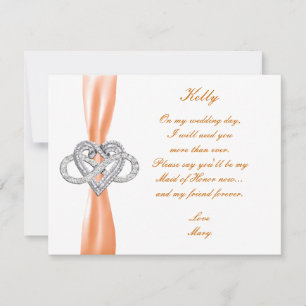 Orange Infinity Heart Maid Of Honour Card