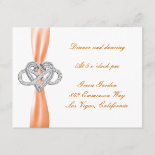 Orange Infinity Heart Wedding Reception Card