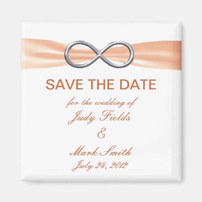 Orange Infinity Wedding Save The Date Magnet (Front)