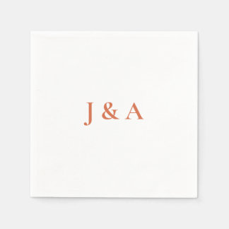 Orange Initials Wedding Napkin