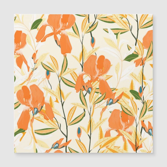 Orange irises: seamless floral pattern (Front)