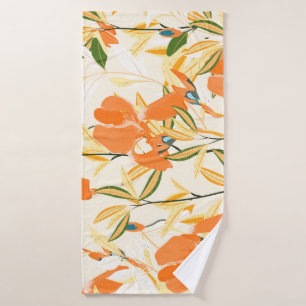 Orange irises: seamless floral pattern bath towel