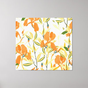 Orange irises: seamless floral pattern canvas print