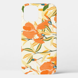 Orange irises: seamless floral pattern iPhone 12 case