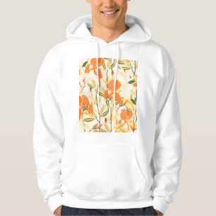 Orange irises: seamless floral pattern hoodie