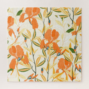 Orange irises: seamless floral pattern jigsaw puzzle