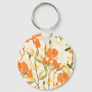 Orange irises: seamless floral pattern keychain