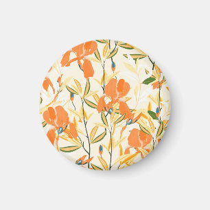 Orange irises: seamless floral pattern magnet