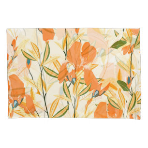 Orange irises: seamless floral pattern pillowcase