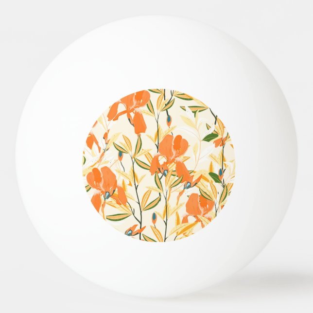 Orange irises: seamless floral pattern ping pong ball (Front)