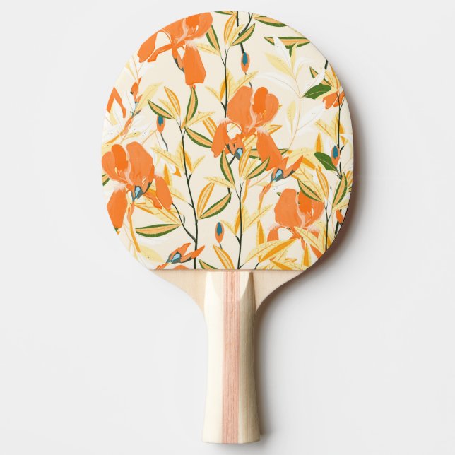 Orange irises: seamless floral pattern ping pong paddle (Front)