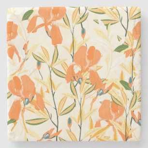 Orange irises: seamless floral pattern stone coaster