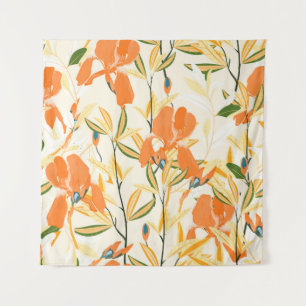 Orange irises: seamless floral pattern tapestry