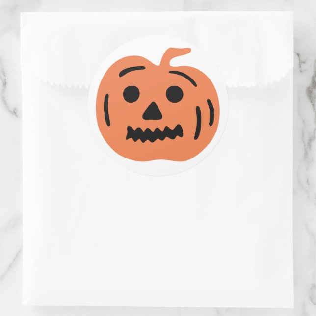 Orange Jack-O-Lantern Halloween Pumpkin Classic Round Sticker (Bag)