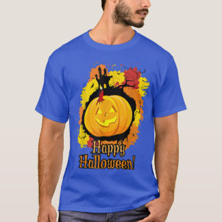 Orange JackOLantern Castle Happy Halloween  T-Shirt