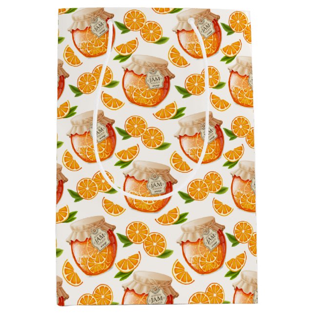 Orange Jam Wrapping Paper Medium Gift Bag (Front)