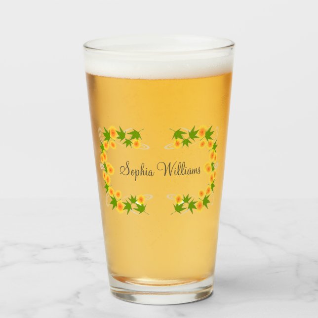 Orange Japanese flowers Glass (Front Filled)