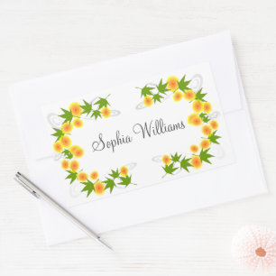 Orange Japanese flowers white Sticker
