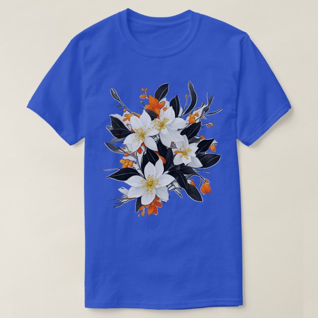 Orange jasmine Flower Beautiful toon style T-Shirt (Design Front)