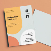 ORANGE JAUNE FAIRE-PART DE MARIAGE GÉOMÉTRIQUE
