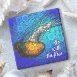 Orange Jellyfish Blue Ocean Go With the Flow Quote Stone Coaster<br><div class="desc">“Go with the flow.” Take a lesson from this orange yellow jellyfish floating along in the turquoise blue ocean and let life take its course whenever you relax with your favourite beverage on this stunningly chic, vibrantly-coloured photo stone coaster. Makes a great housewarming gift! You can easily personalize this stone...</div>