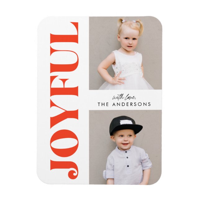 Orange Joyful Modern Christmas Holiday Photo Magnet (Vertical)
