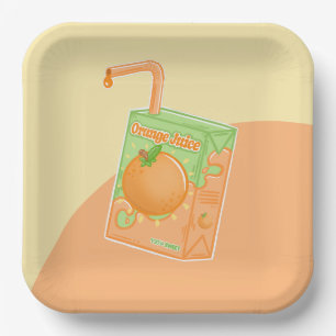 Orange Juice Box Birthday Party Paper Plate