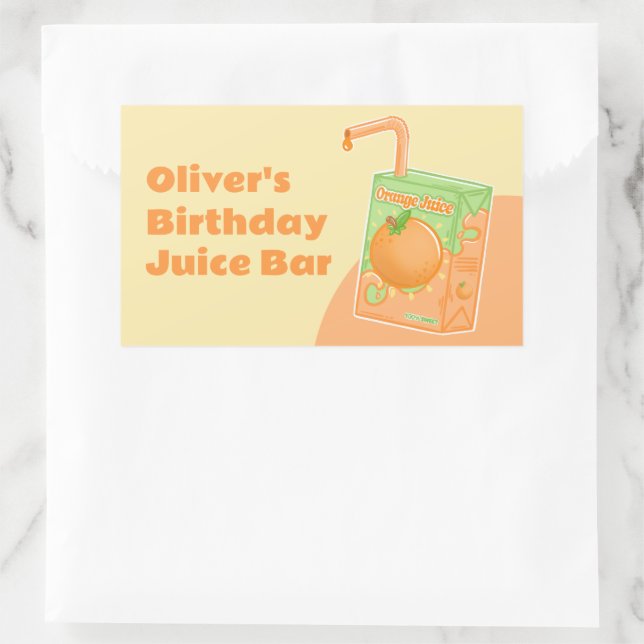 Orange Juice Box Birthday Party Sticker (Bag)