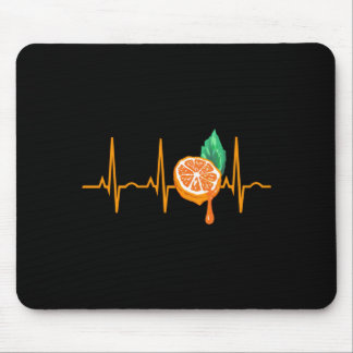 Orange Juice Heartbeat Funny Ekg Citrus Gift Men Mouse Pad