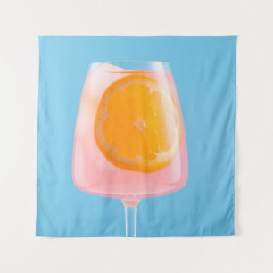 Orange juice in clear drinking glass tapestry