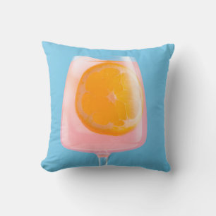 Orange juice in clear drinking glass throw pillow