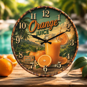  Orange Juice Kitchen Large Clock