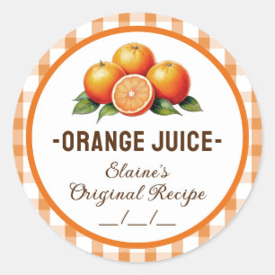 Orange juice label with chequered design